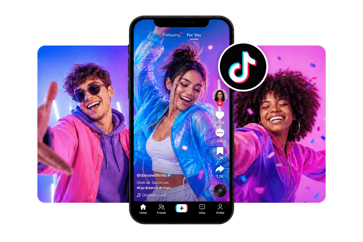 Creadores mostrando videos verticales en la app de TikTok